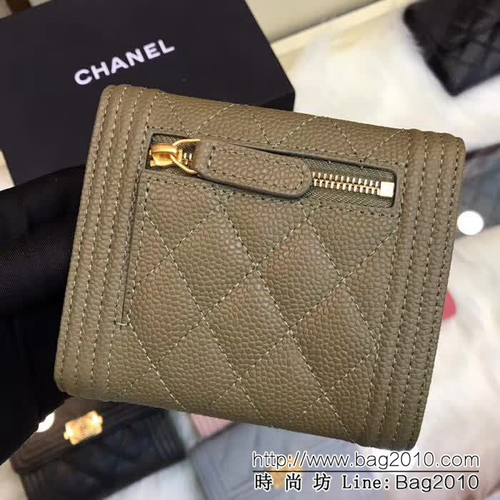 CHANEL香奈兒 古巴CU系列 leboy短三折錢包 荔枝牛皮綾格紋 復古金扣 80734  DJC3153